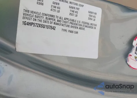 2006 Buick Lucerne Cx z USA, uszkodzony, nr VIN 1G4HP572X6U197842